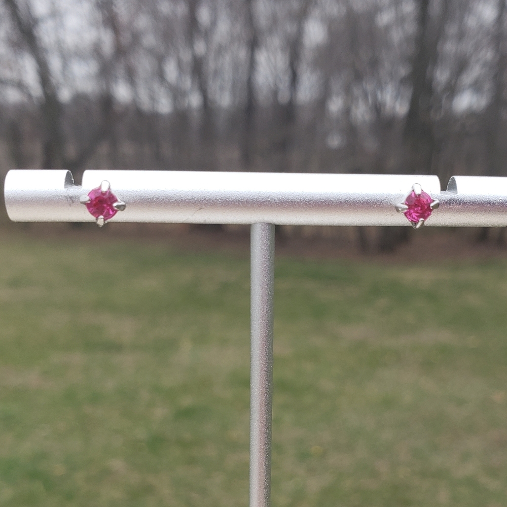 Elegant Purple, Pink, And Clear Stud Earrings - Picture 2 of 15